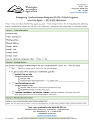 Document preview: Form AGR-2197 Intent to Apply - Emergency Food Assistance Program (Efap) - Tribal Programs - Washington, 2023