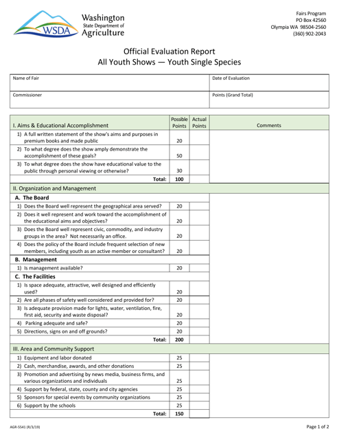 Form AGR-5541  Printable Pdf