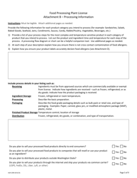 Form AGR-2090 Food Processing Plant License - New License Application - Washington, Page 5