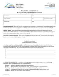 Document preview: Form AGR-2301 Request for Amendment to Marijuana-Infused Edible Endorsement - Washington
