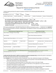 AGR Form 3042 Request for Pasture-To-Pasture Permit - Washington