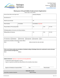 Document preview: AGR Form 2300 Marijuana-Infused Edible Endorsement Application - Washington