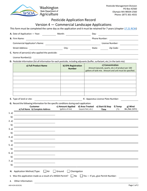 AGR Form 4234  Printable Pdf