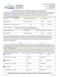 Document preview: Form AGR-4112 Pesticide Sensitive Individual Application and Renewal - Washington