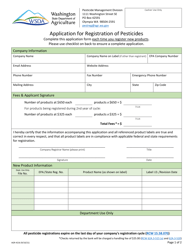 Document preview: AGR Form 4216 Application for Registration of Pesticides - Washington