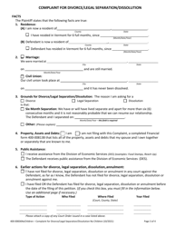 Form 400-00836NOCHILDREN Complaint for Divorce/Legal Separation/Dissolution Without Children - Vermont, Page 3