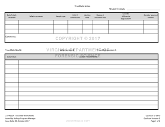 DFS Form 210-F1104 Trueallele Worksheets - Virginia