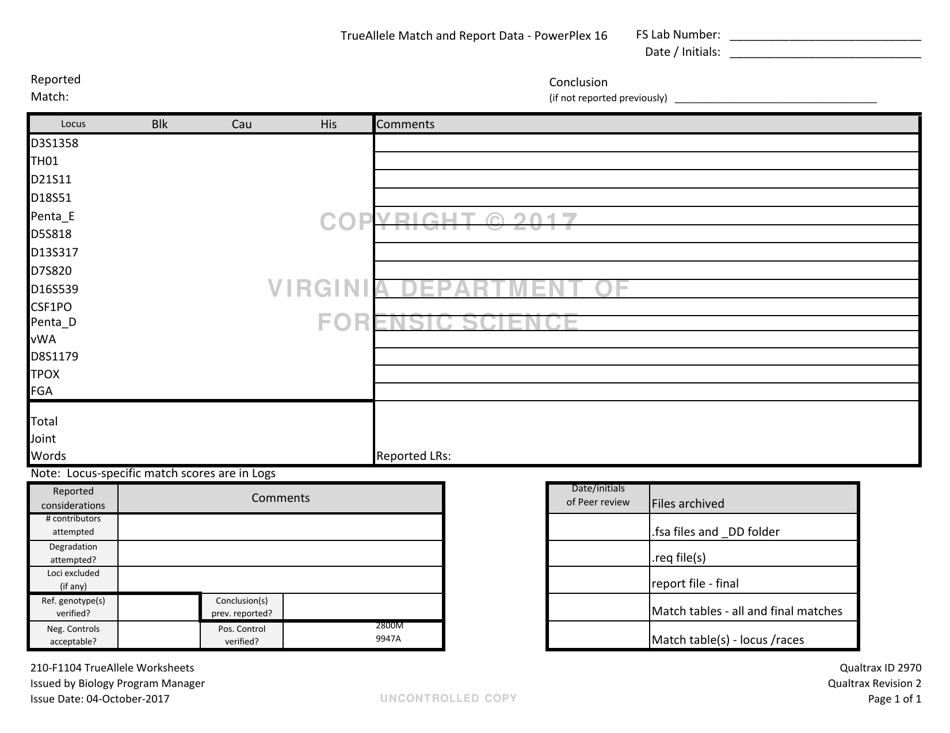 DFS Form 210-F1104 Trueallele Worksheets - Virginia, Page 8