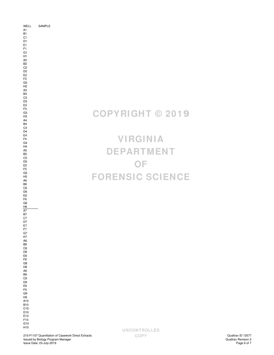 DFS Form 210-F1107 Quantitation of Casework Direct Extracts - Virginia, Page 6