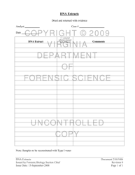 Document preview: DFS Form 210-F406 Dna Extracts - Virginia