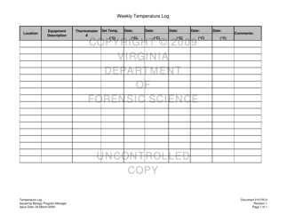 DFS Form 210-F613 Weekly Temperature Log - Virginia, Page 2