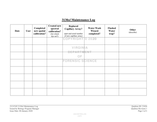 Document preview: DFS Form 212-F103 3130xl Maintenance Log - Virginia