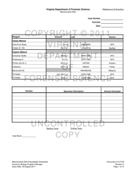 Document preview: DFS Form 212-F100 Mitochondrial Dna Populatable Worksheets - Virginia