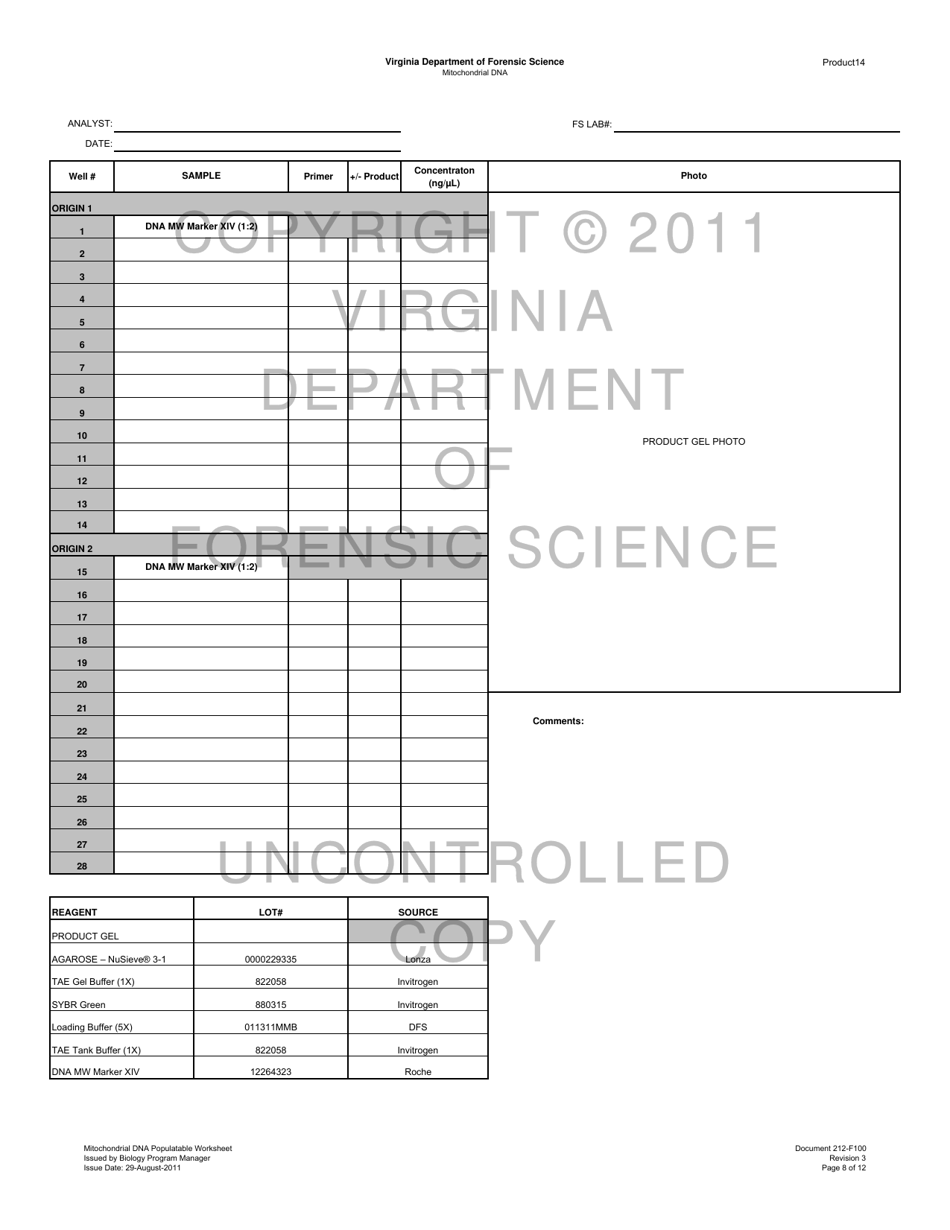 DFS Form 212-F100 Mitochondrial Dna Populatable Worksheets - Virginia, Page 8