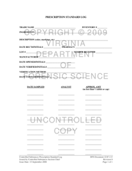 Document preview: DFS Form 221-F113 Controlled Substances Prescription Standard Log - Virginia