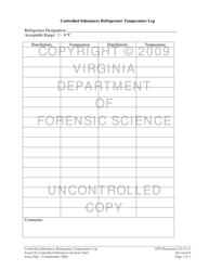 Document preview: DFS Form 221-F115 Controlled Substances Refrigerator Temperature Log - Virginia