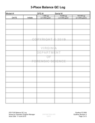 DFS Form 222-F100 Balance Qc Log - Virginia, Page 2