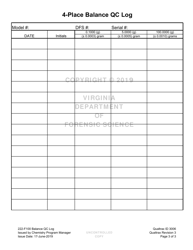 DFS Form 222-F100 Balance Qc Log - Virginia, Page 3