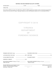 Document preview: DFS Form 222-F133 Monthly Sem Measurement Quality Control - Virginia