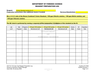 DFS Form 222-F141 Te Color Test Reagent Preparation Log - Virginia, Page 10