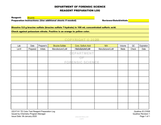 DFS Form 222-F141 Te Color Test Reagent Preparation Log - Virginia, Page 5