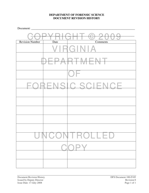 DFS Form 100-F105 Document Revision History - Virginia