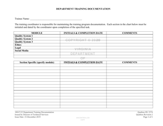 Document preview: DFS Form 100-F132 Department Training Documentation - Virginia