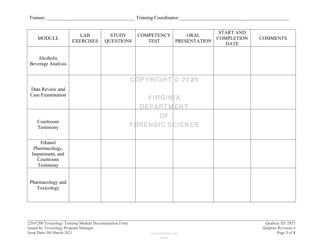 DFS Form 220-F200 Toxicology Training Module Documentation Form - Virginia, Page 3