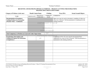 DFS Form 210-F3204-IV FLS Receiving and Handling Physical Evidence - Phase IV (Cutting for Extraction) Training Documentation Form - Virginia, Page 2