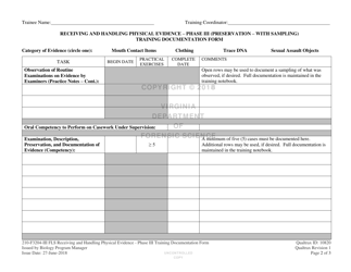 DFS Form 210-F3204-III FLS Receiving and Handling Physical Evidence - Phase Iii (Preservation - With Sampling) Training Documentation Form - Virginia, Page 2