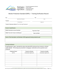 Form AGR-4159 Worker Protection Standard (Wps) - Training Verification Record - Washington