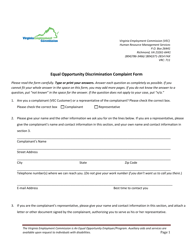 Document preview: Equal Opportunity Discrimination Complaint Form - Virginia
