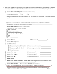 Equal Opportunity Discrimination Complaint Form - Virginia, Page 3