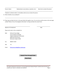 Equal Opportunity Discrimination Complaint Form - Virginia, Page 5