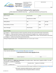 Document preview: Form AGR-3080 Restricted Holding Facility Application - Washington
