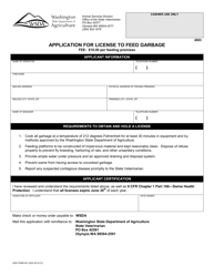 Document preview: AGR Form 401-3020 Application for License to Feed Garbage - Washington