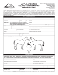 Document preview: AGR Form 402-3072 Application for Equine Semen/Embryo Import Permit - Washington