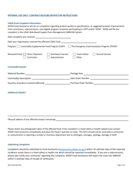 Form AGR-2329 Food Assistance - Usda Food Complaint Form - Washington, Page 2
