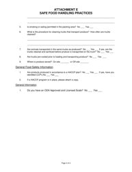 Attachment E Sample Food Safety &amp; Handling Practices Questionare - Washington, Page 3