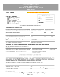 Document preview: Purchase and Travel Card Program Administrator Form - State Agency - Virginia