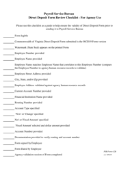 PSB Form 4.2B &quot;Direct Deposit Form Review Checklist&quot; - Virginia