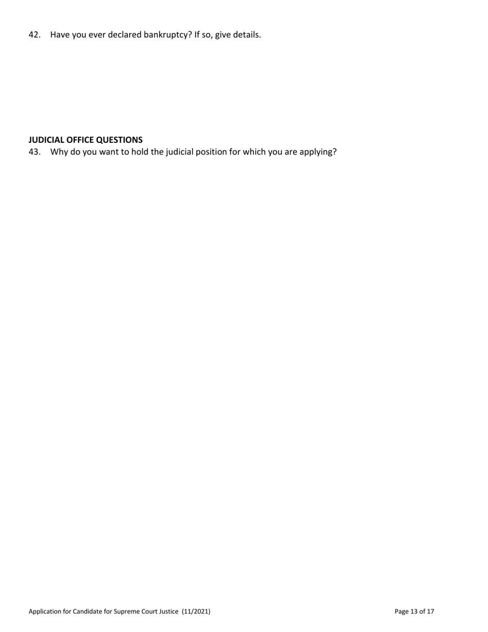 Application for Candidate for Supreme Court Justice - Vermont, Page 13