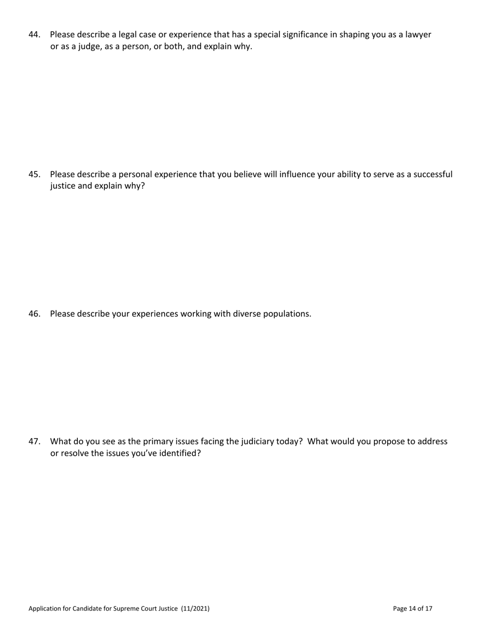 Application for Candidate for Supreme Court Justice - Vermont, Page 14