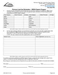 Form AGR2262 Previous Land Use Declaration - Wsda Organic Program - Washington, Page 2