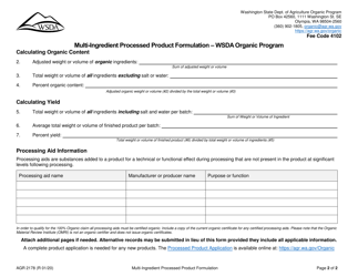 Form AGR2178 Multi-Ingredient Processed Product Formulation - Wsda Organic Program - Washington, Page 2