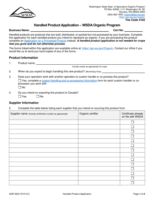 Form AGR2524  Printable Pdf