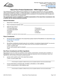 Document preview: Form AGR2700 Natural Flavor Product Questionnaire - Wsda Organic Program - Washington