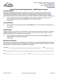 Form AGR2700 Natural Flavor Product Questionnaire - Wsda Organic Program - Washington, Page 2