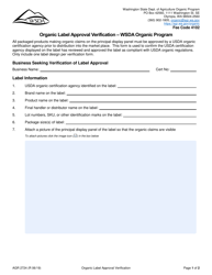 Document preview: Form AGR2724 Organic Label Approval Verification - Wsda Organic Program - Washington
