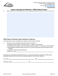 Form AGR2724 Organic Label Approval Verification - Wsda Organic Program - Washington, Page 2